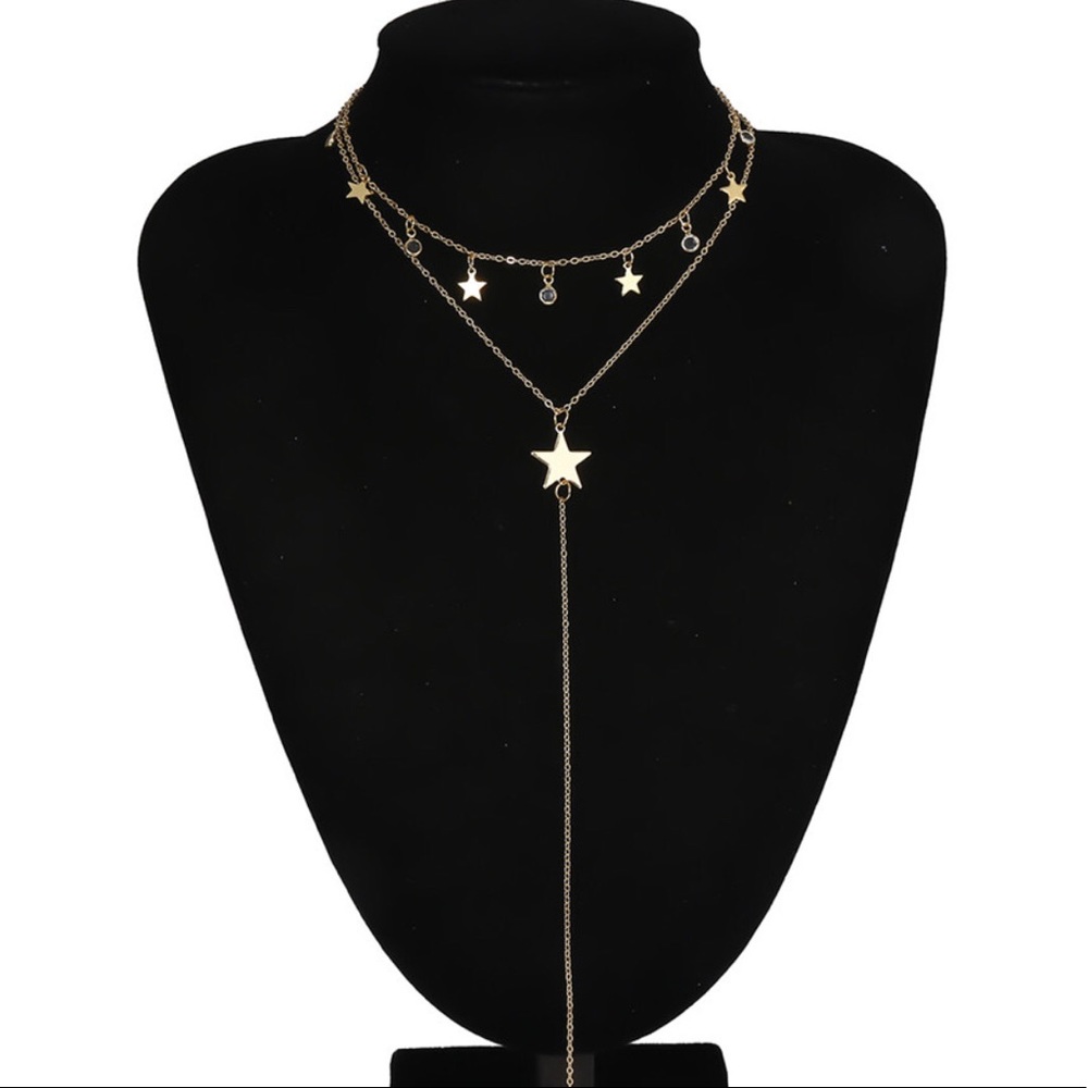 Gold Star Charm Layered Necklace - Picture 3 of 5